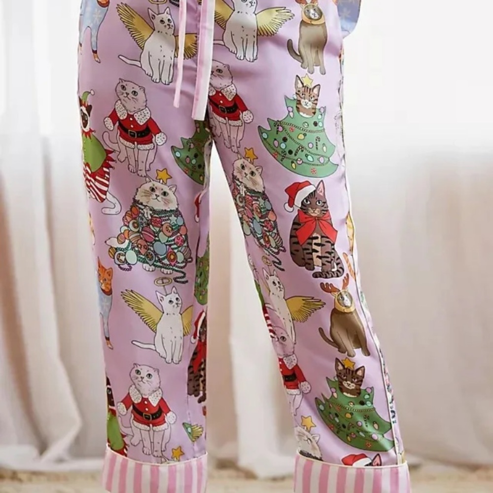 Anthropologie Karen Mabon Christmas cat pajamas xxl new with tags - Picture 6 of 13